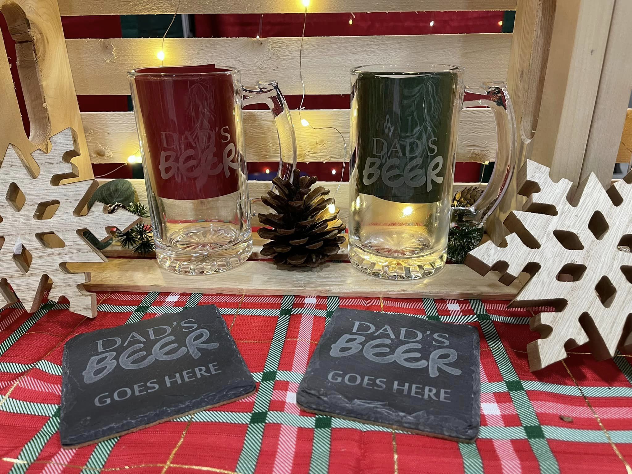 Sand etched Beer Stein and drink coaster combo. One Glass and one coaster. Perfect gift for Dad.