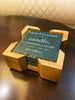 This handmade coaster holder is made from solid oak wood. Add this beautiful holder to keep your coasters neat and tidy. Felt feet to protect from scratching. Add this upgrade to your gift purchase. Holder only. Coasters sold separately. Outside Dimensions: 5-1/8