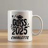 Personalized white ceramic coffee mug featuring the text 