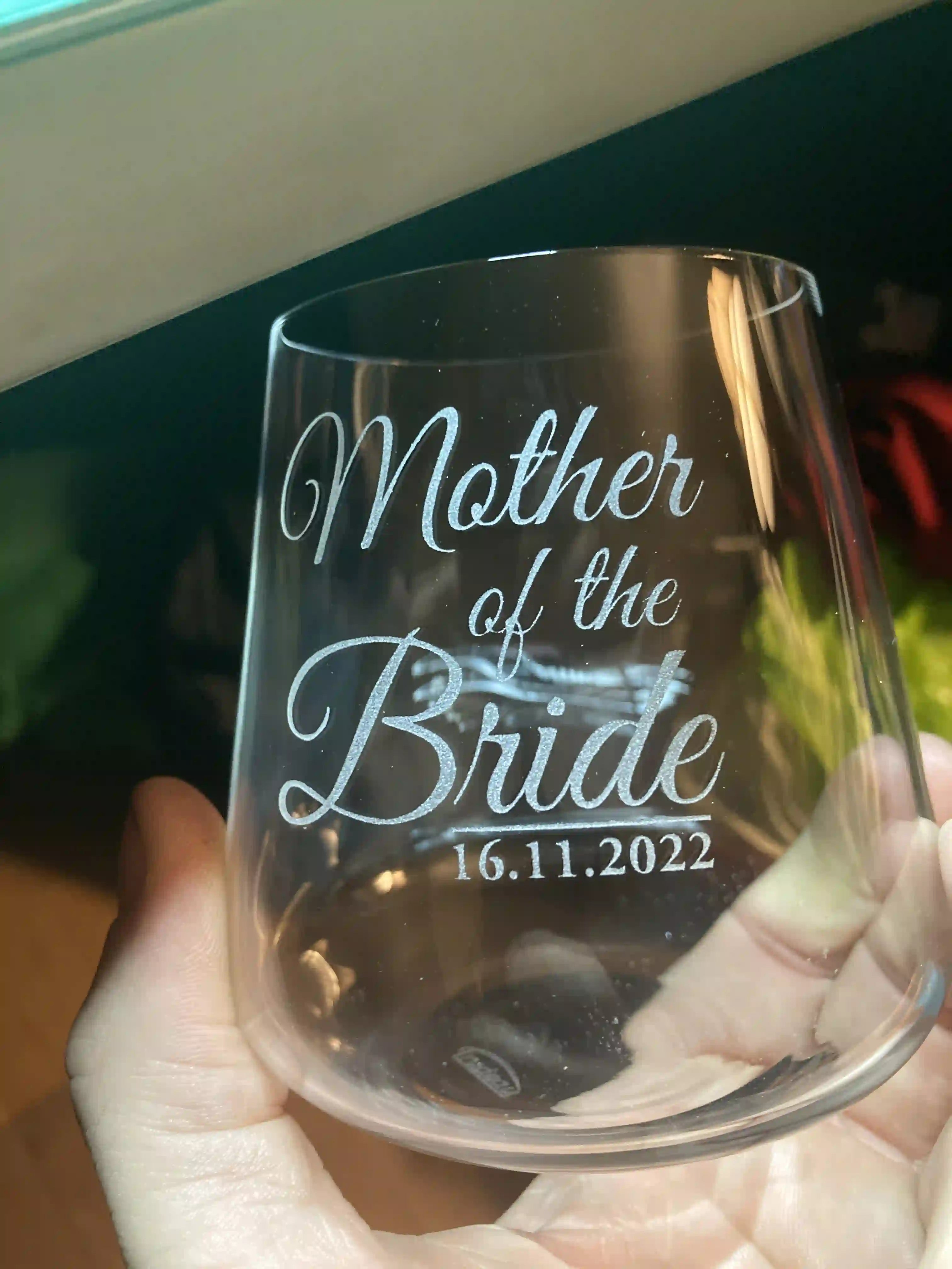 Mother of the Bride Stemless Wine Glass