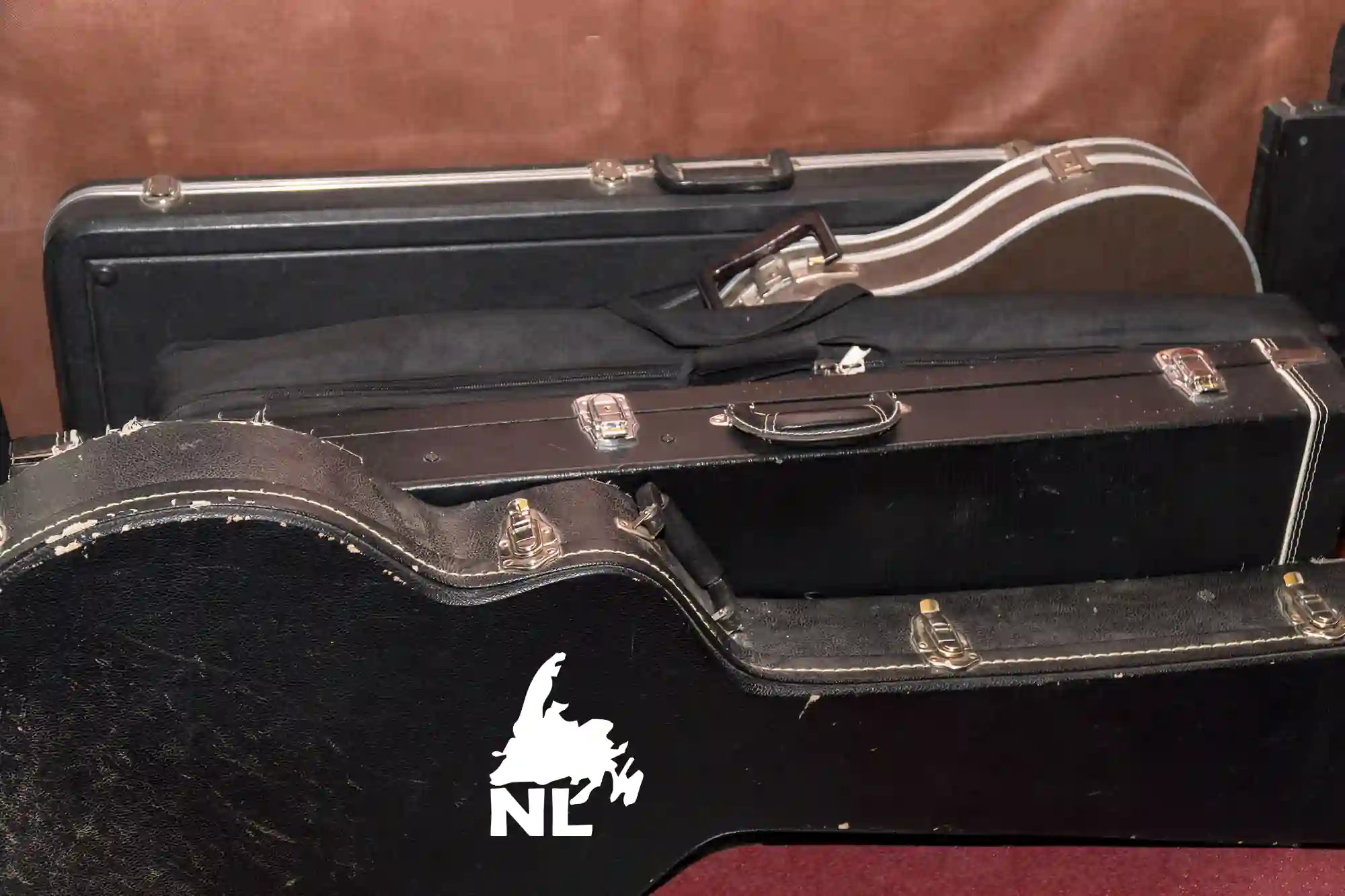 Newfoundland NL - Vinyl Car Decal Bumper Sticker - on a guitar case.