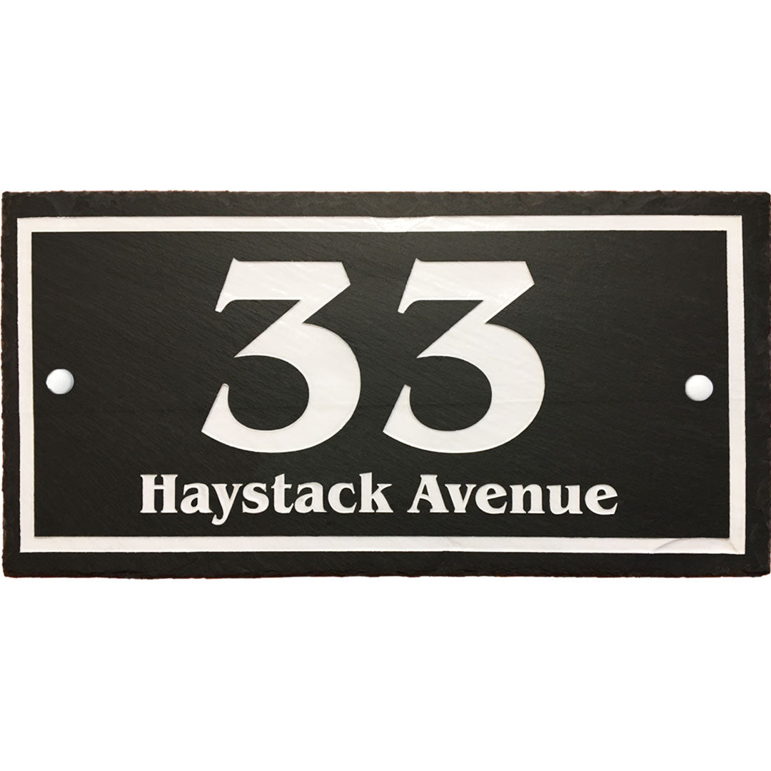 Design your own custom slate house sign! Slate color will not fade. High quality paint won't peel. Best House sign for any weather.