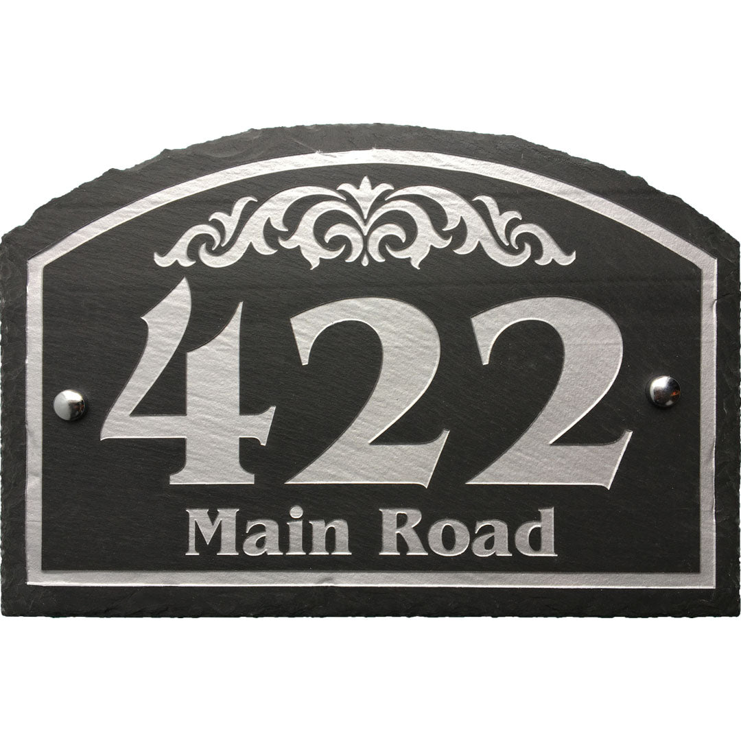 Design your own custom slate house sign! Slate color will not fade. High quality paint won't peel. Best House sign for any weather.