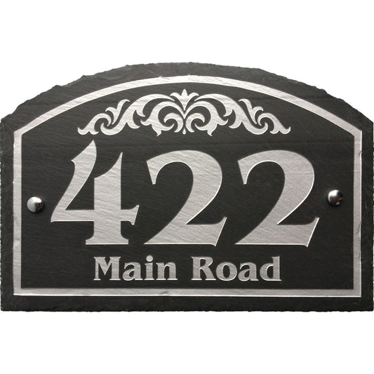 Design your own custom slate house sign! Slate color will not fade. High quality paint won't peel. Best House sign for any weather.