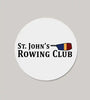 St. John's Rowing Club logo with a colorful rowing oar. On a white 2