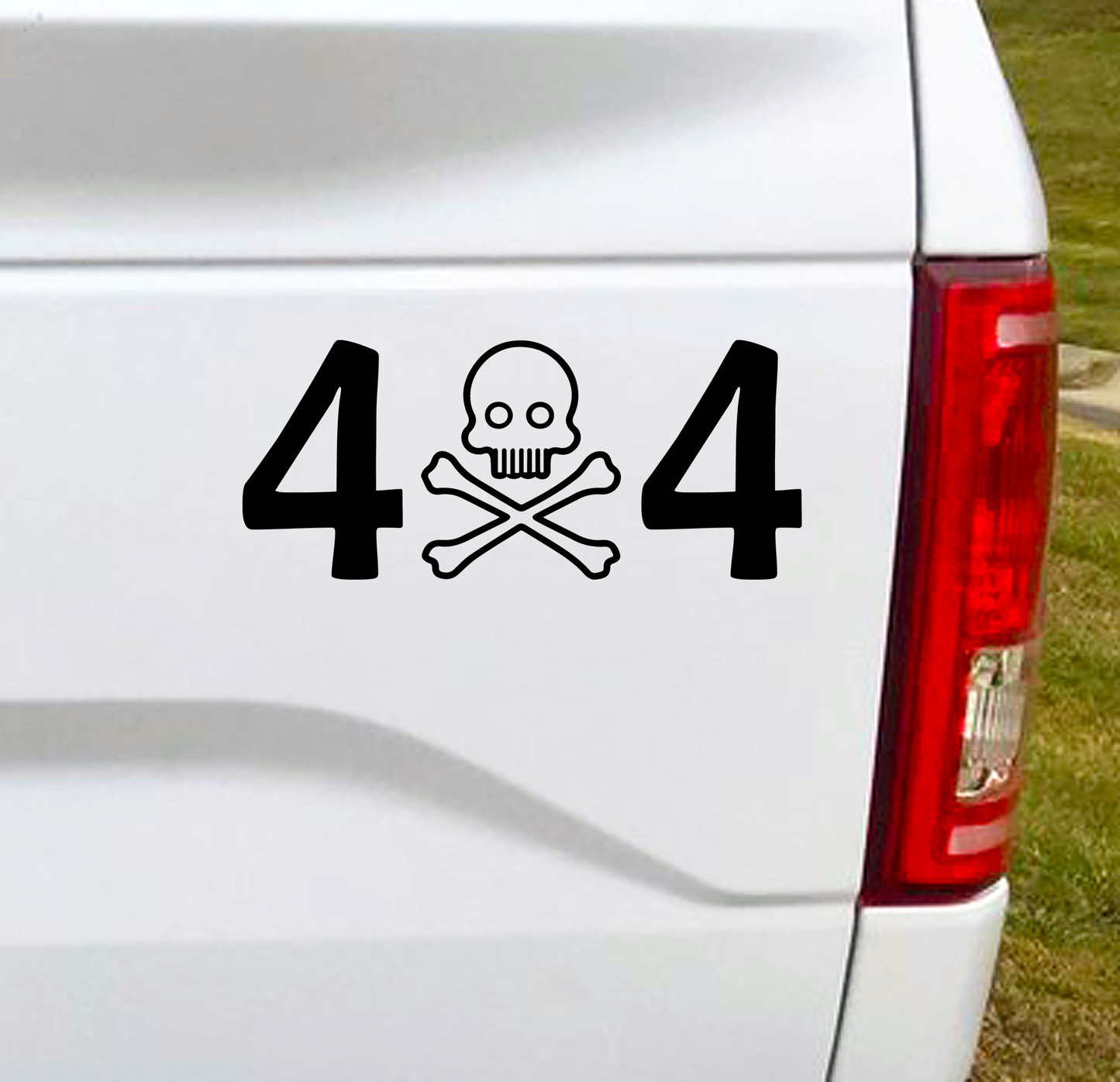 A great 4x4 vinyl decal to add to your back window. Skull and crossbones with a familiar looking grill worked into the design. ;)  7"W x 3"H Car Decal, Car Sticker, Car Vinyl, Bumper Sticker, Vinyl Stickers, Vinyl Sticker.
