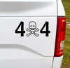A great 4x4 vinyl decal to add to your back window. Skull and crossbones with a familiar looking grill worked into the design. ;)  7