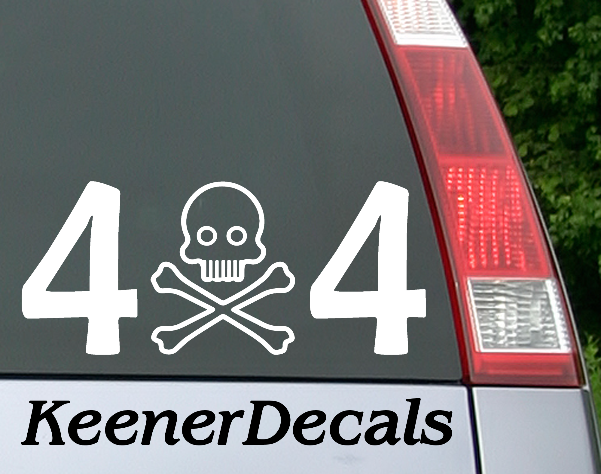 A great 4x4 vinyl decal to add to your back window. Skull and crossbones with a familiar looking grill worked into the design. ;)  7"W x 3"H Car Decal, Car Sticker, Car Vinyl, Bumper Sticker, Vinyl Stickers, Vinyl Sticker.