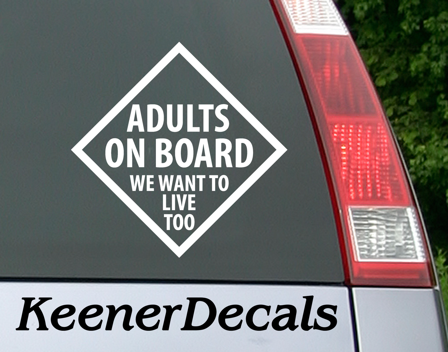 This Adults on Board car decal will inform your fellow drivers that you have precious cargo on board...YOU! Hopefully it makes them rethink how close they are driving behind you.  5"W x 5"H Car Decal, Car Sticker, Car Vinyl, Bumper Sticker, Vinyl Stickers, Vinyl Sticker.