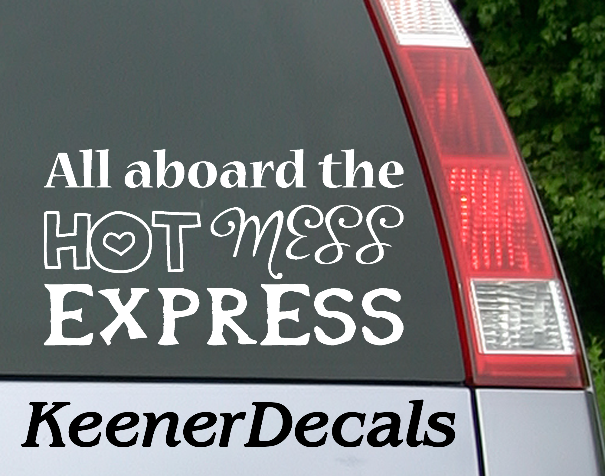 All Aboard The Hot Mess Express funny car decal.  5.5"W x 3"H Funny Car Decal, Car Sticker, Car Vinyl, Bumper Sticker, Vinyl Stickers, Vinyl Sticker.