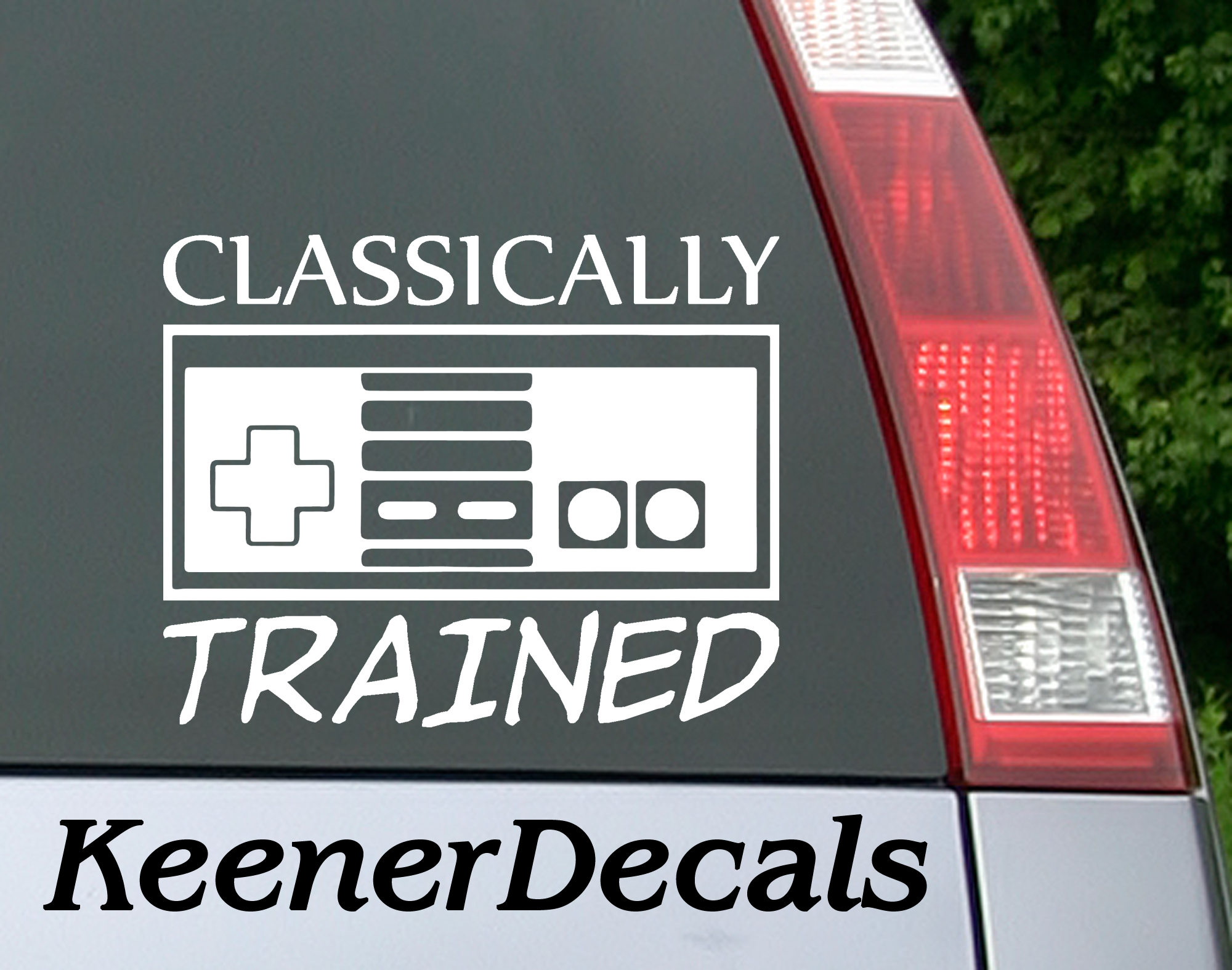 Classically Trained funny car decal. Will date you to a revolutionary time when video games were making huge leaps forward...pun intended.  5"W x 4"H Funny Car Decal, Car Sticker, Car Vinyl, Bumper Sticker, Vinyl Stickers, Vinyl Sticker.