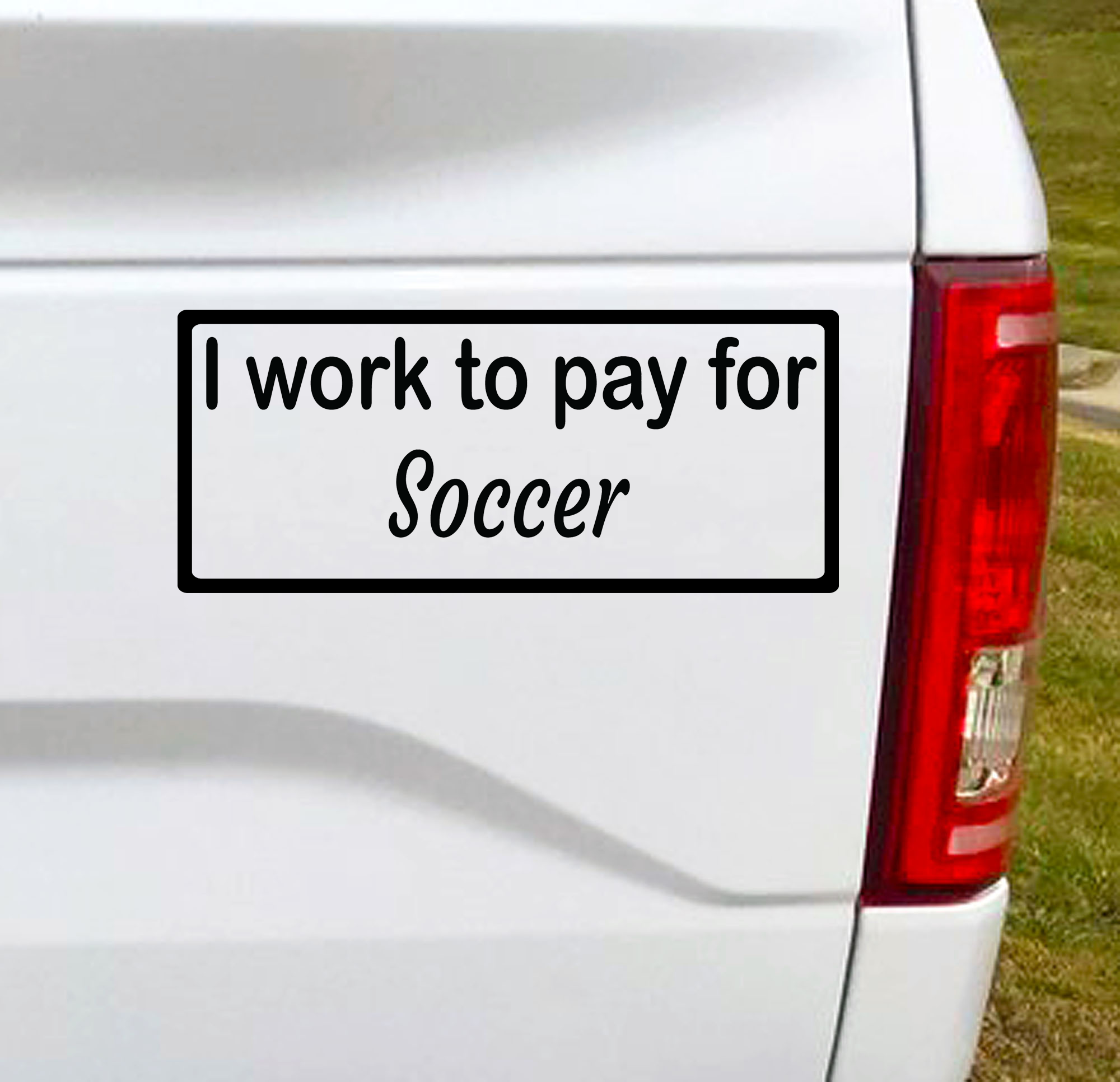 I work to pay for Soccer. Baseball? Football? You fill in the blank. This funny car vinyl decal bumper sticker will surely get a laugh out of your fellow drivers.  7"W x 3"H Funny Car Decal, Car Sticker, Car Vinyl, Bumper Sticker, Vinyl Stickers, Vinyl Sticker.
