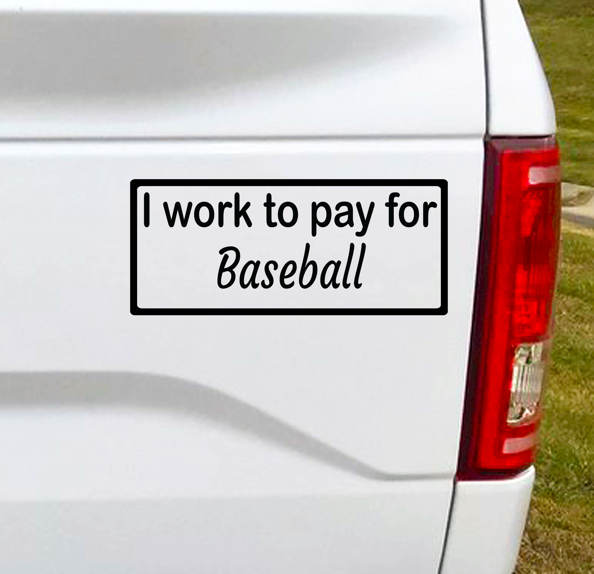 I work to pay for baseball. Hockey? Football? You fill in the blank. This funny car vinyl decal bumper sticker will surely get a laugh out of your fellow drivers.  7"W x 3"H Funny Car Decal, Car Sticker, Car Vinyl, Bumper Sticker, Vinyl Stickers, Vinyl Sticker.