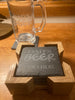 Dad's beer goes here Sand etched Beer Stein and drink coaster combo. One Glass and one coaster. Perfect gift for Dad.