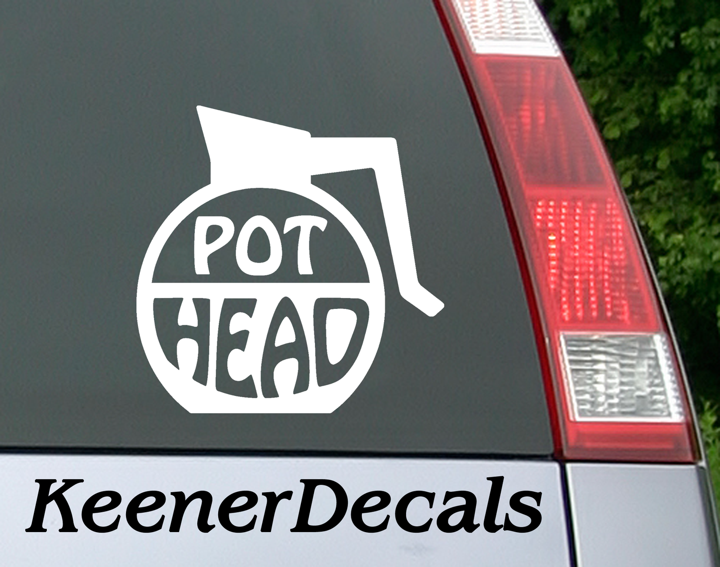 Pot Head funny vinyl car decal bumper sticker. REALLY like your coffee? You might be a Pot Head.  5.5"W x 5.5"H Funny Car Decal, Car Sticker, Car Vinyl, Bumper Sticker, Vinyl Stickers, Vinyl Sticker.  FREE SHIPPING FOR ALL VINYL DECALS within Canada and the US.