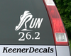 Load image into Gallery viewer, Marathon 26.2 miles or 42.2kms. Display your trophy on your car, you&#39;ve earned it.  5.5&quot;W x 5.8&quot;H Car Decal, Car Sticker, Car Vinyl, Bumper Sticker, Vinyl Stickers, Vinyl Sticker.  FREE SHIPPING FOR ALL VINYL DECALS within Canada and the US.