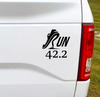 Marathon 26.2 miles or 42.2kms. Display your trophy on your car, you've earned it.  5.5