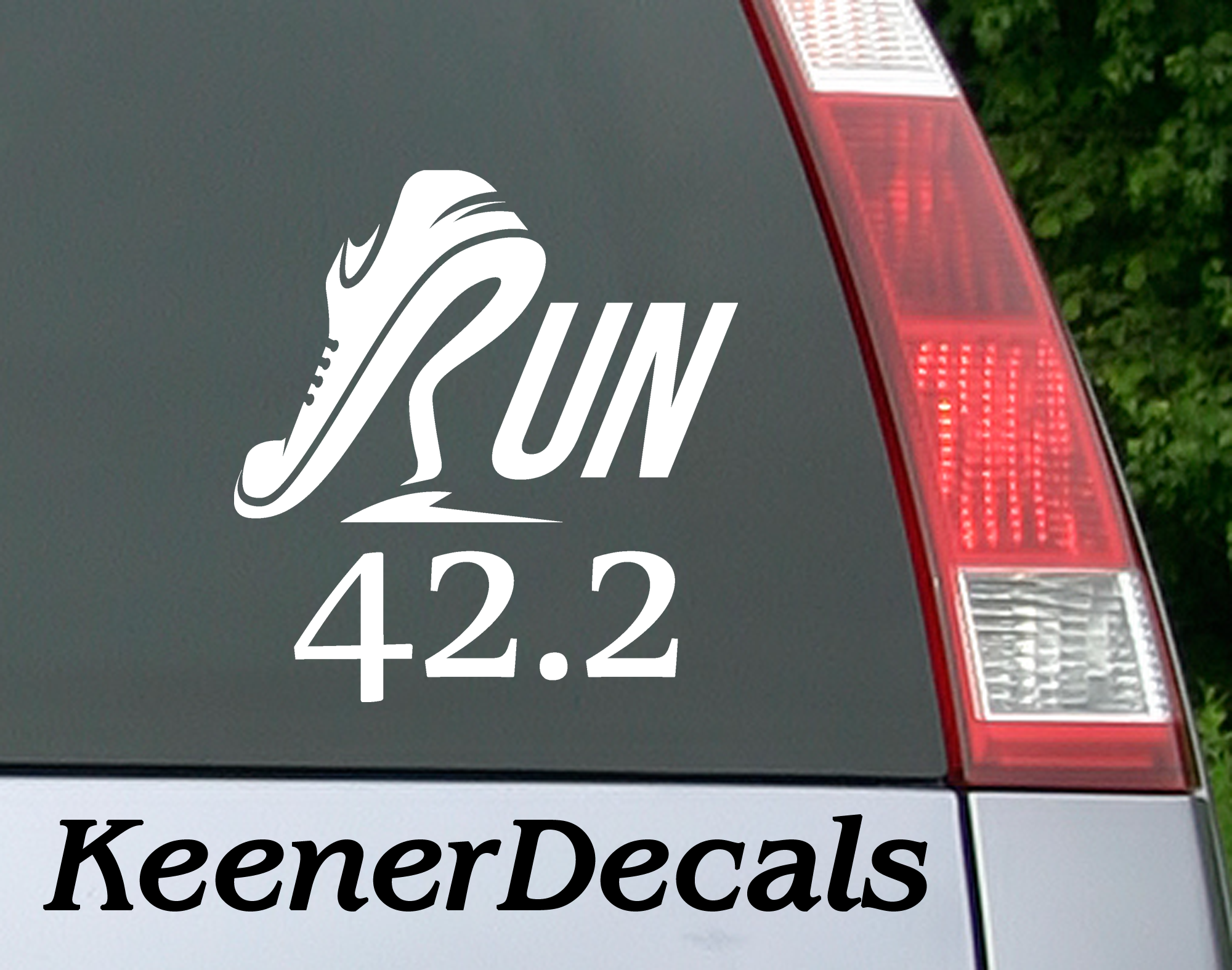 Marathon 26.2 miles or 42.2kms. Display your trophy on your car, you've earned it.  5.5"W x 5.8"H Car Decal, Car Sticker, Car Vinyl, Bumper Sticker, Vinyl Stickers, Vinyl Sticker.  FREE SHIPPING FOR ALL VINYL DECALS within Canada and the US.