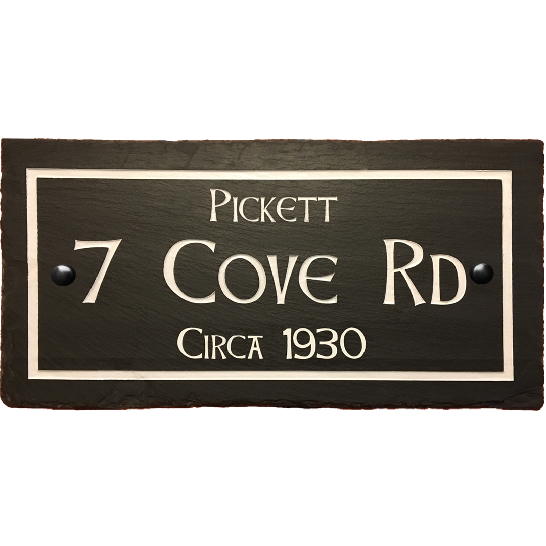Design your own custom slate house sign! Slate color will not fade. High quality paint won't peel. Best House sign for any weather.