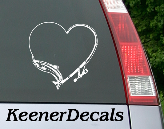 Fishing Love vinyl car decal bumper sticker. Nothing more relaxing and enjoyable than spending the day fishing.  5"W x 5"H Funny Car Decal, Car Sticker, Car Vinyl, Bumper Sticker, Vinyl Stickers, Vinyl Sticker. White